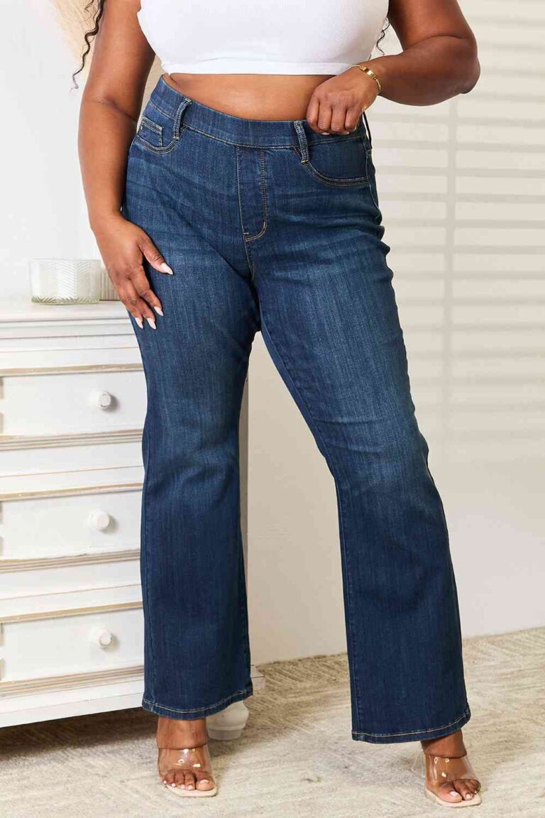 Judy Blue Full Size Elastic Waistband Straight Jeans